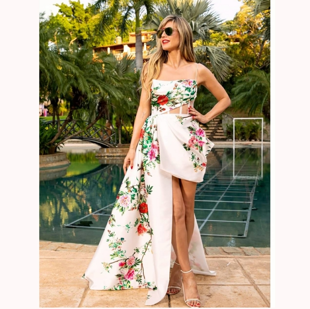 Alex Perry White Reid Draped Gown Formal Dress